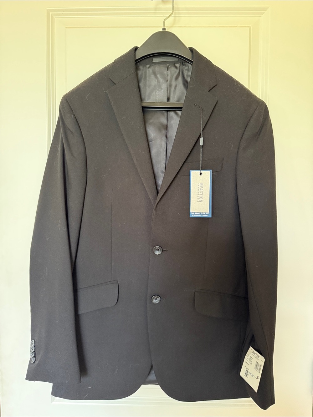 NWT Kenneth Cole REACTION Ready Flex Suit Jacket, Black, 36 R.